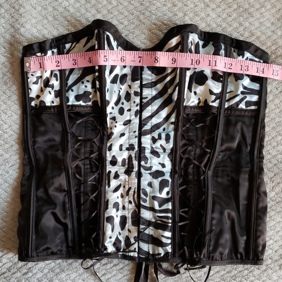 Y2K Vintage Blue Black Satin Strappy Spotted Animal Print Coset - Picture 8 of 17